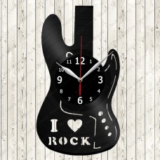 Vinyl Record Clock Guitar I Love Rock