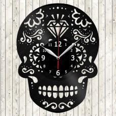 Vinyl Record Clock Skull