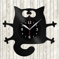 Vinyl Record Clock Cat