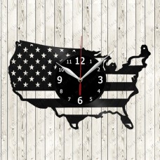 Vinyl Record Clock Flag USA