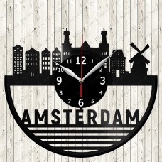 Amsterdam  City Skyline Vinyl Clock 