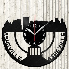 Asheville Skyline City Vinyl  Record  Clock 