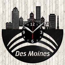 Des Moines City Vinyl  Clock 