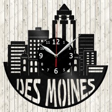 Des Moines City Vinyl  Record  Clock 