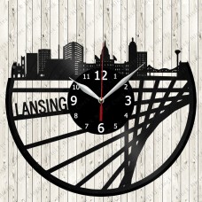 Lansing City Vinyl  Record  Clock 