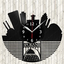 Spokane City Vinyl  Record  Clock 