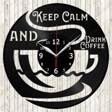 Keep Calm And Drink Coffee Vinyl Clock 