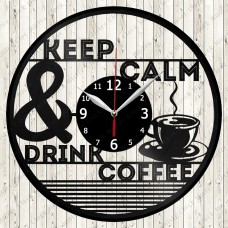 Keep Calm And Drink Coffee Vinyl Record Clock 