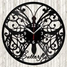 Vinyl Record Clock Butterfly