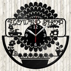 Vinyl Record Clock Flower Shop