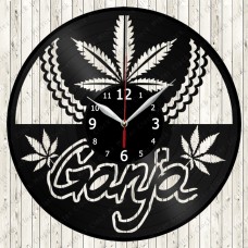 Ganja Leaf Vinyl Record Clock 