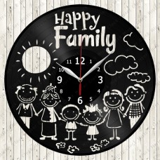 Vinyl Record Clock Happy Family