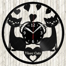 I Love Cats Vinyl Record Clock 