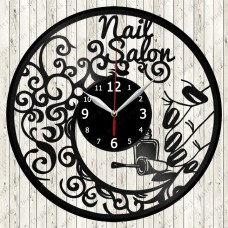 Nail Salon Vinyl Record Clock 