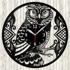 Vinyl Record Clock Owl