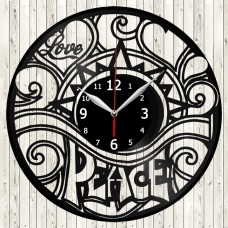 Peace And Love Vinyl Record Clock 