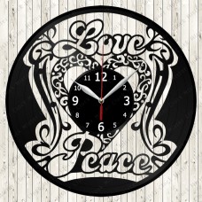 Peace and Love Vinyl Record Clock 