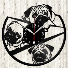 Vinyl Record Clock Pug