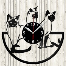 Vinyl Record Clock Siamese Cat