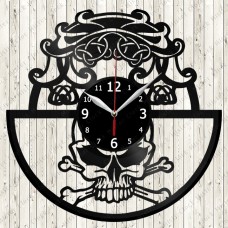 Vinyl Record Clock Skull And Bones