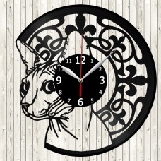 Vinyl Record Clock Sphynx Cat