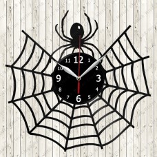 Vinyl Record Clock Spider Web