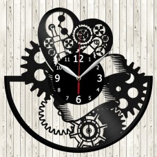 Vinyl Record Clock Steampunk Heart