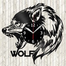 Vinyl Record Clock Wolf