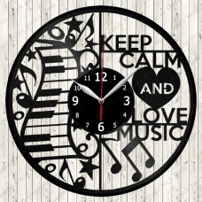 Keep Calm And Love Music Vinyl Record Clock 